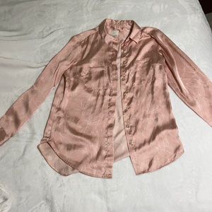 Pink Silk Button Up